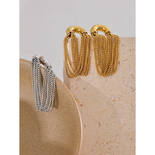  Brincos De Corrente De Borla De Aço Inoxidável, Gota Longa Dangle, À Prova D 'Água, Personalizado, Hipoalergênico, Jóias Diárias, Moda,comprar todo dia