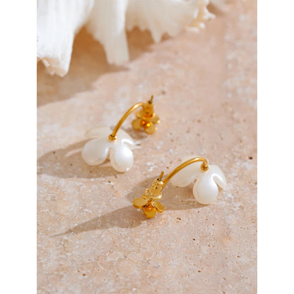 brincos de pérolas simulados, aço inoxidável, estilo coreano, flor de resina, zircão dourado, diário, joias de fadas
