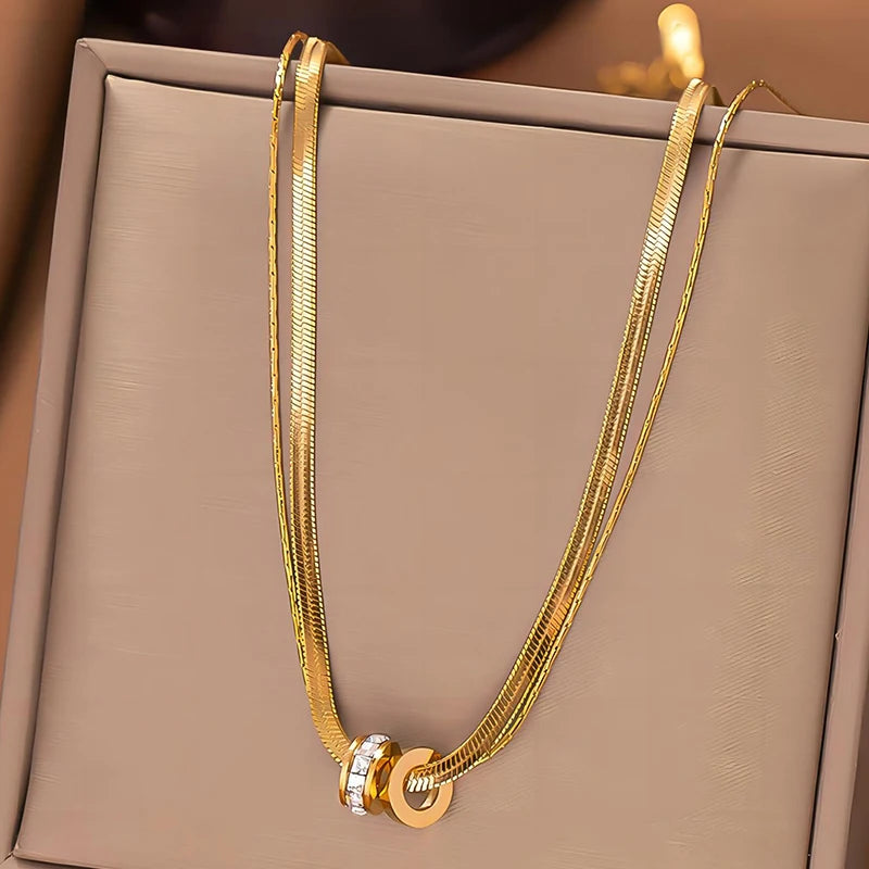 Colar de dupla camada em aço inoxidável para mulheres, pingente de cristal, corrente de clavícula, joia festa, moda
Colar zircônia Feminino,
Colar Ajustável,
Joias,
Colar Ajustável corrente zircônia,
Colar Regulável de zircônia,
Colar 18k,
Banhado a Ouro,
Revestido a Ouro,
Colar prateado, 
Colar de Prata,
Comprar todo dia, 
Loja comprar todo dia,
Colar comprar todo dia,
Aço inoxidável,
brilhante,
Dourado,
Prata,
Colar Duplo,
Colar cristal,
Colar de Ouro,
Colar de Prata,
Colar com Zircônia Cúbica
Colar Flor