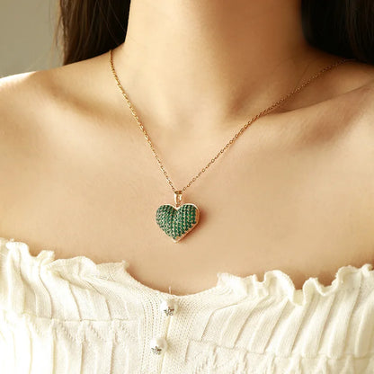 Comprar Todo Dia, Luxo 24k 9999 ouro puro verde amor pingente moda estilo europeu e americano micro-incrustado colar pingente