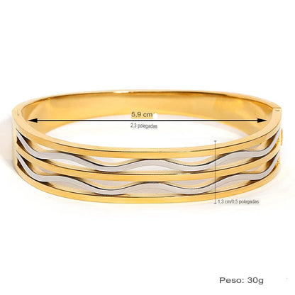 Greatera-dois tons de aço inoxidável pulseiras para as mulheres, jóias de metal impermeável, ouro e cor prata