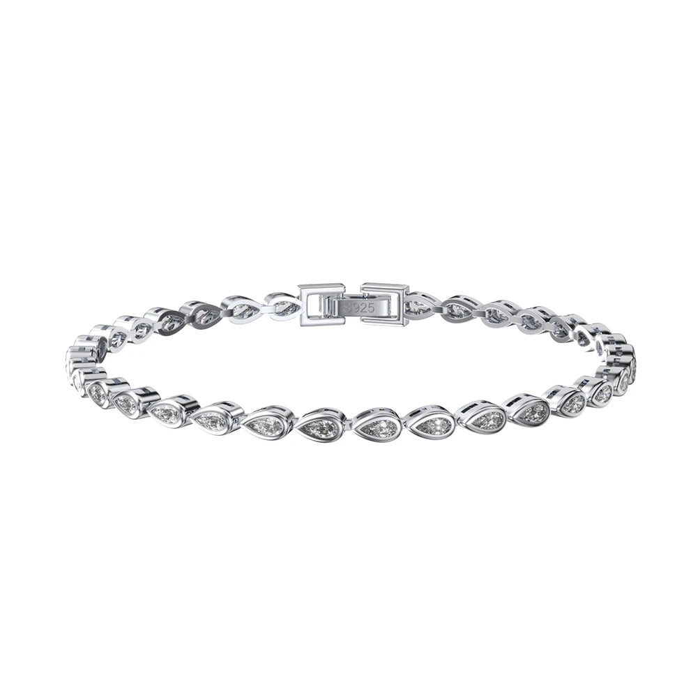 Pulseira Comprar Todo Dia Joias em Prata 925 com Zircônia jóias espumante 4mm pulseira de tênis original certificado real 925 prata esterlina forma oval pulseiras de diamante pulseira sb154