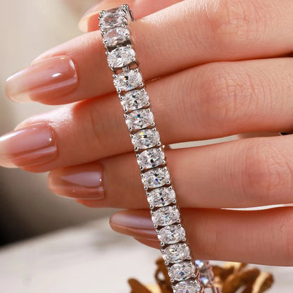 Comprar Todo Dia, Pulseiras de tênis de moissanite com corte oval de 0,5 quilates S925 prata 18K banhada a ouro para mulheres homens joias hiphop presentes certificação GRA