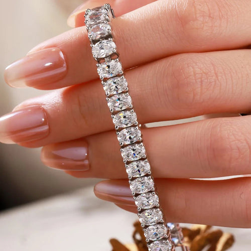 Comprar Todo Dia, Pulseiras de tênis de moissanite com corte oval de 0,5 quilates S925 prata 18K banhada a ouro para mulheres homens joias hiphop presentes certificação GRA