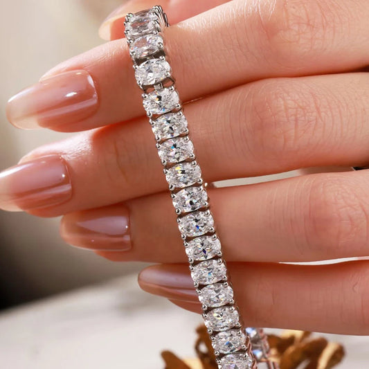 Comprar Todo Dia, Pulseiras de tênis de moissanite com corte oval de 0,5 quilates S925 prata 18K banhada a ouro para mulheres homens joias hiphop presentes certificação GRA