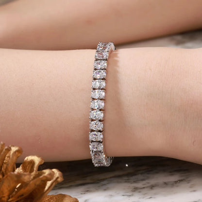 Comprar Todo Dia, Pulseiras de tênis de moissanite com corte oval de 0,5 quilates S925 prata 18K banhada a ouro para mulheres homens joias hiphop presentes certificação GRA