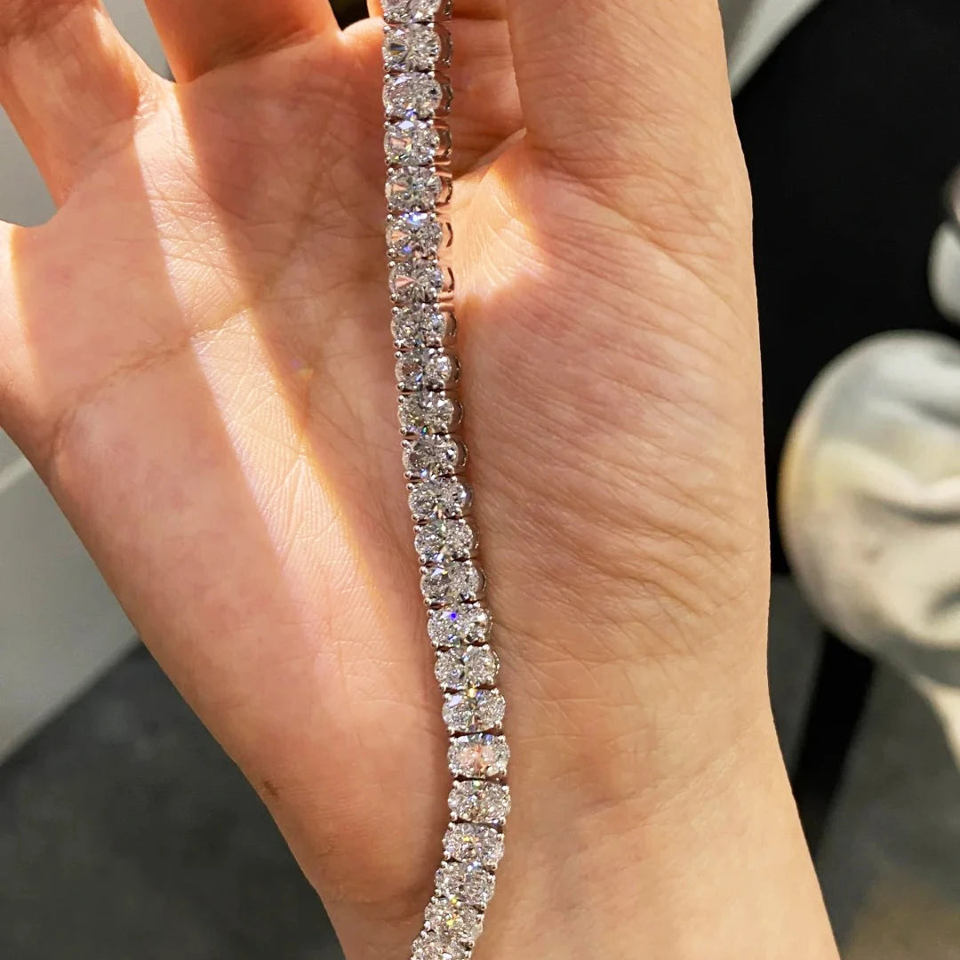 Comprar Todo Dia,  Pulseiras de tênis de moissanite com corte oval de 0,5 quilates S925 prata 18K banhada a ouro para mulheres homens joias hiphop presentes certificação GRA