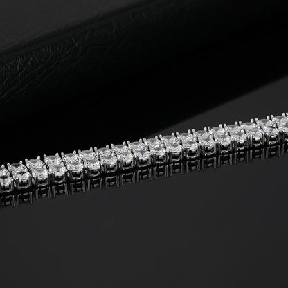 Bxiny pulseiras de tênis de moissanite 3mm, prata s925 para mulheres e homens, fileira dupla, diamante certificado, hiphop, corrente de mão, joias de presente