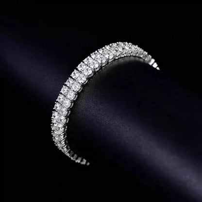 Bxiny pulseiras de tênis de moissanite 3mm, prata s925 para mulheres e homens, fileira dupla, diamante certificado, hiphop, corrente de mão, joias de presente