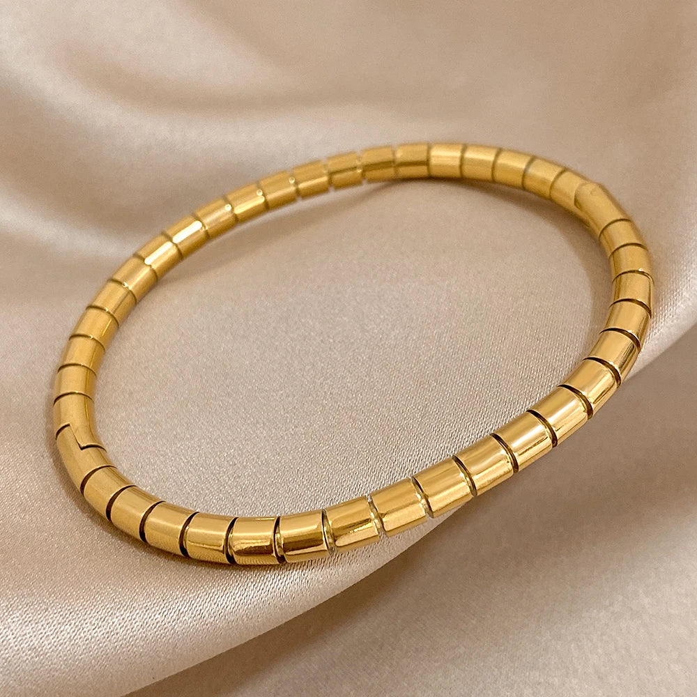 Greatera-Pulseiras de Aço Inoxidável Cobra Osso para Mulheres, Banhado a Ouro 18K, Pulseira de Metal Impermeável, Jóias Criativas, 2023