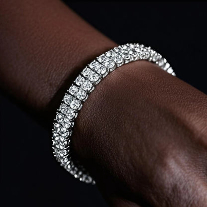 Bxiny pulseiras de tênis de moissanite 3mm, prata s925 para mulheres e homens, fileira dupla, diamante certificado, hiphop, corrente de mão, joias de presente